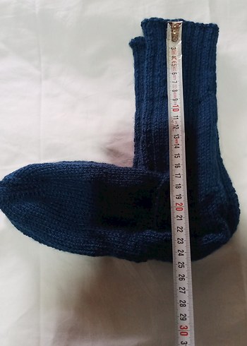 yünlü Çorap Mavi el Örgü - Görsel 13