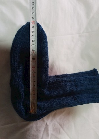 yünlü Çorap Mavi el Örgü - Görsel 14