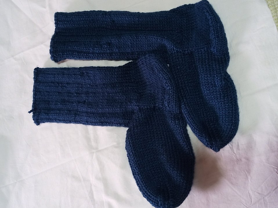 yünlü Çorap Mavi el Örgü - Görsel 3