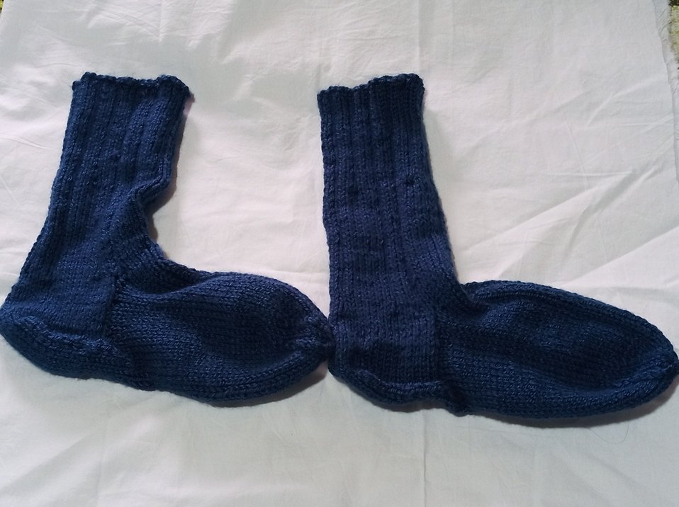 yünlü Çorap Mavi el Örgü - Görsel 2
