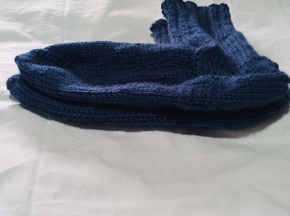 yünlü Çorap Mavi el Örgü - Görsel 5