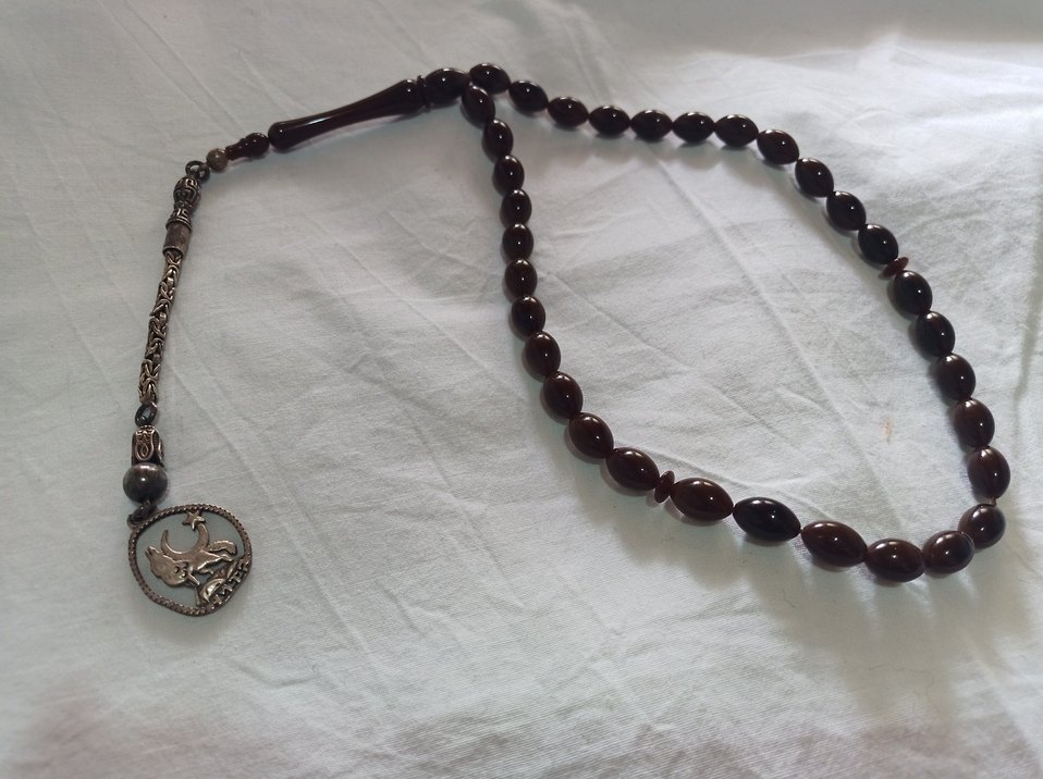 Bozkurt 3 Hilal Türk Gümüş Erkek Tesbih Kahverengi Hediyelik - Görsel 5