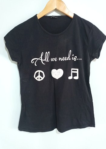 Siyah Rock Punk Baskılı Kadın Tişört - Görsel 2