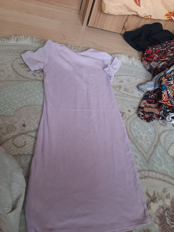 Kız Çocuk Lila Kısa Kollu Elbise - Görsel 4