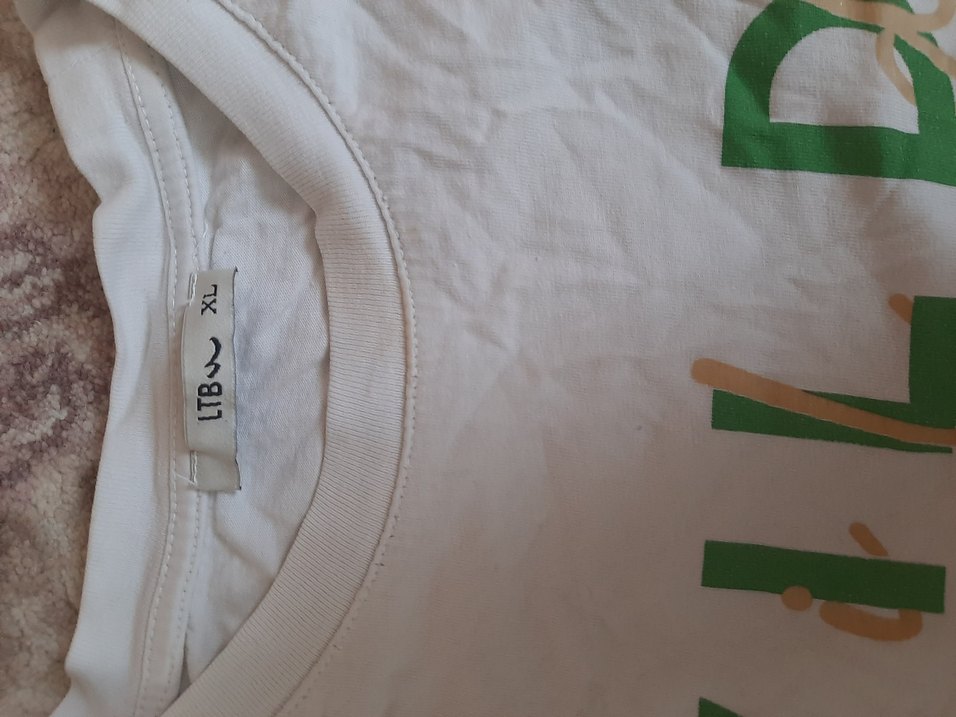 Beyaz Keten Hamile Tişörtü, Yuvarlak Yaka - Görsel 2