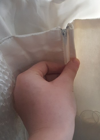 Beyaz Parlak Straplez A-line Gelinlik - Görsel 9