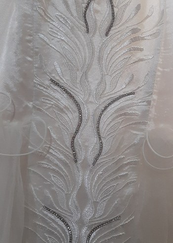 Beyaz Parlak Straplez A-line Gelinlik - Görsel 6