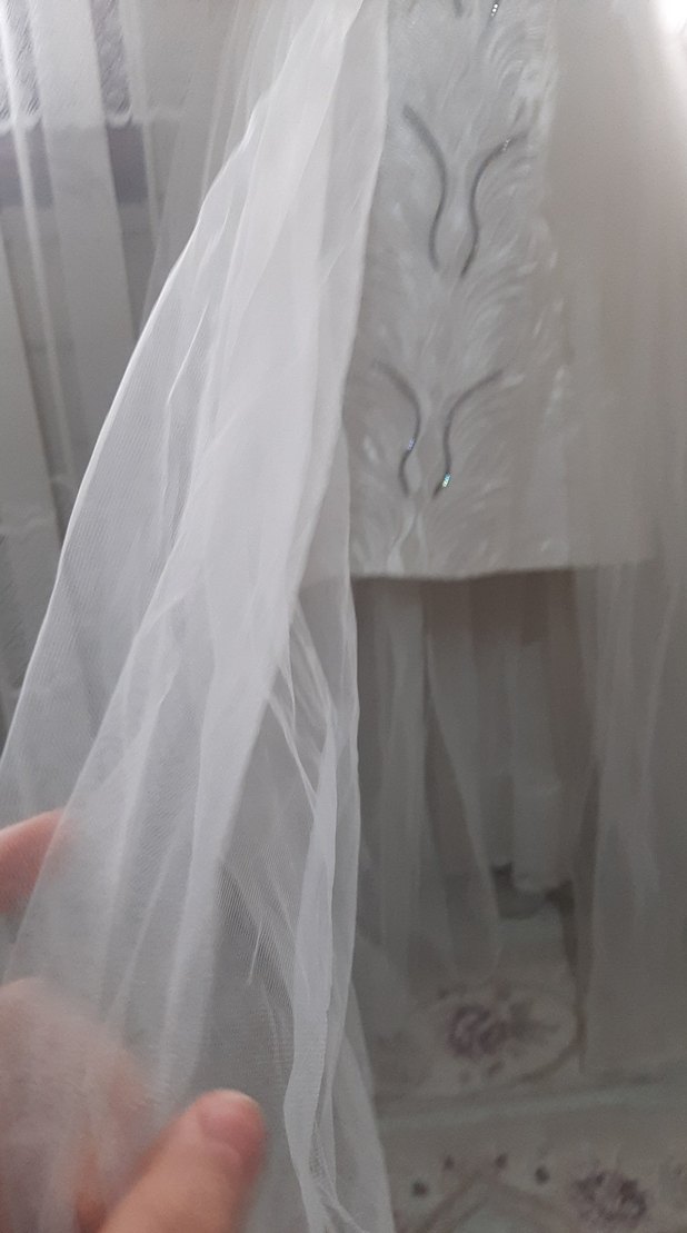 Beyaz Parlak Straplez A-line Gelinlik - Görsel 3