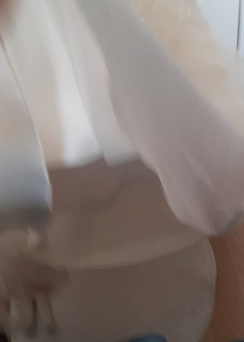 Kız Çocuk Beyaz Pilili V Yakalı Abiye Elbise - Görsel 8