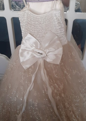 Kız Çocuk Beyaz Pilili V Yakalı Abiye Elbise - Görsel 10