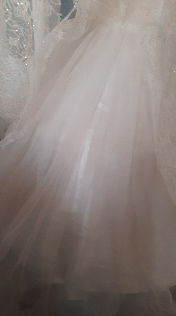 Kız Çocuk Beyaz Pilili V Yakalı Abiye Elbise - Görsel 5