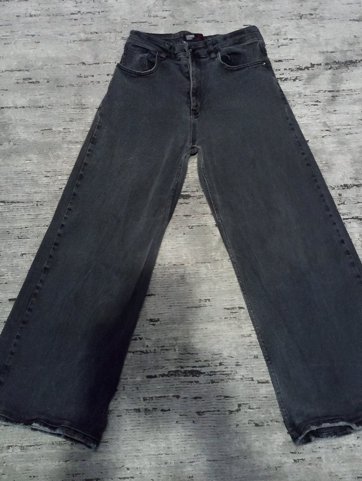 Gri Kadın Salaş Kot Pantolon - Görsel 2