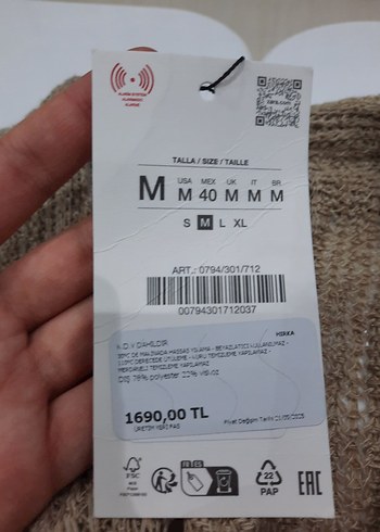 Bej Kısa Kollu Örgü Keten Kadın Gömlek - Görsel 3