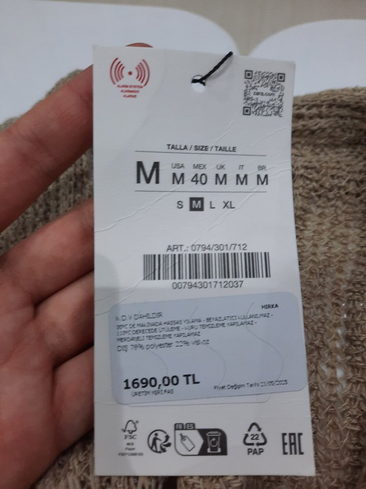 Bej Kısa Kollu Örgü Keten Kadın Gömlek - Görsel 3