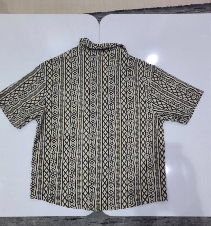 Desenli Bohem Gömlek, Kısa Kollu, Bol Kesim - Görsel 5