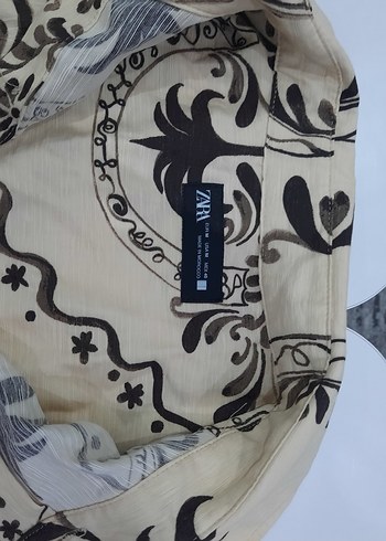 Bej Desenli Bohem Kısa Kollu Gömlek - Görsel 2