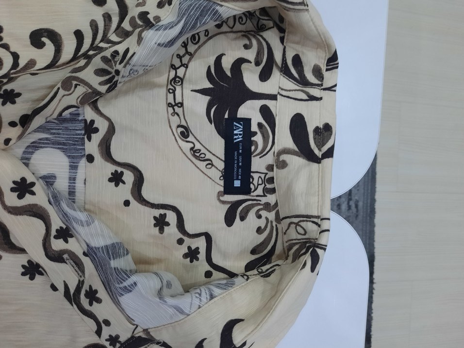 Bej Desenli Bohem Kısa Kollu Gömlek - Görsel 2