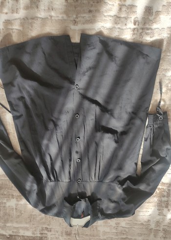 Düğmeli Siyah Kadın Gömlek - Görsel 4