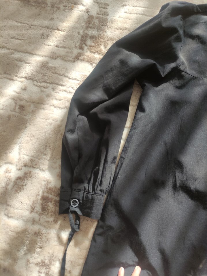 Düğmeli Siyah Kadın Gömlek - Görsel 5