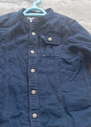 Erkek Çocuk Koyu Mavi Denim Gömlek - Görsel 3