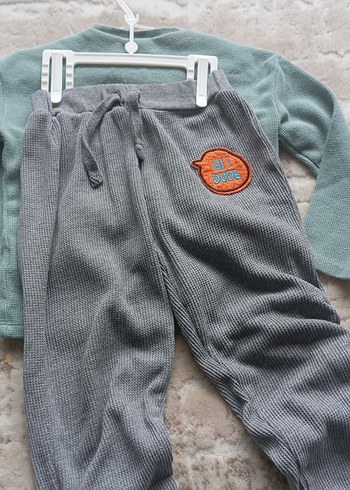 Gri Erkek Bebek Uzun Kollu Örme Takım - Görsel 3