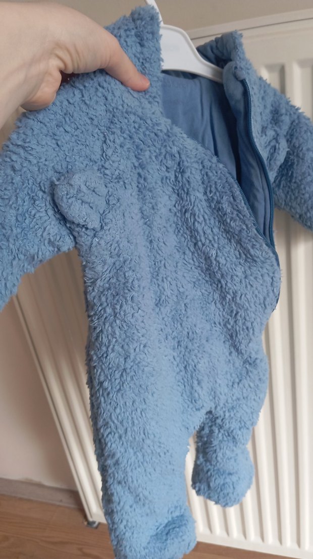 Mavi Erkek Bebek Örgü Tulum - Görsel 3