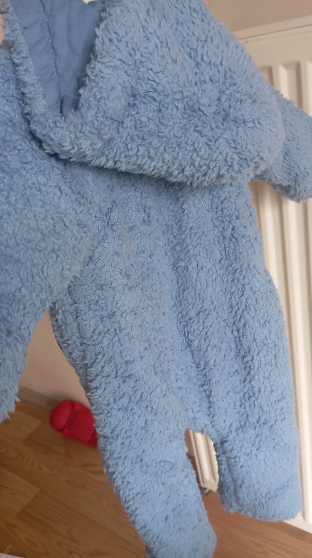 Mavi Erkek Bebek Örgü Tulum - Görsel 2