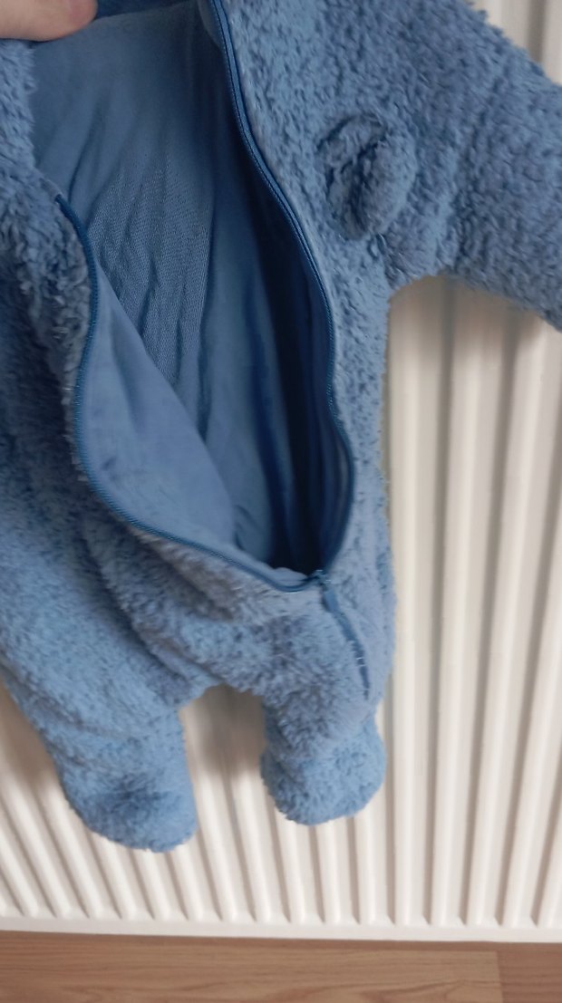 Mavi Erkek Bebek Örgü Tulum - Görsel 4