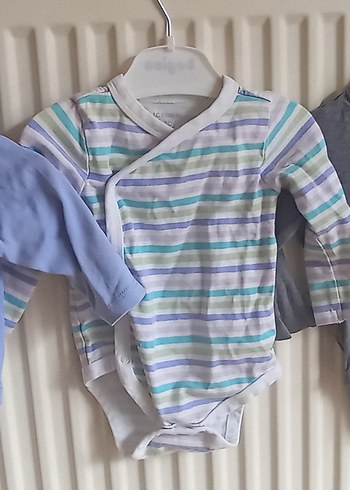 Çizgili Uzun Kollu Bebek Çıtçıtlı Body toplu satılır - Görsel 2