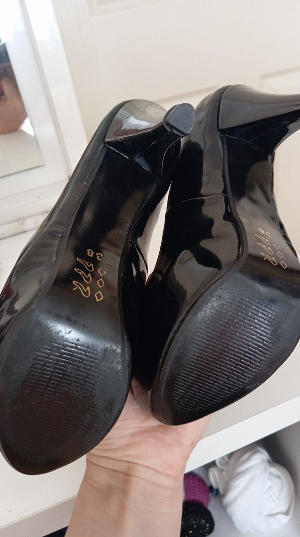 Siyah Rugan Stiletto Topuklu Kadın Ayakkabı - Görsel 2