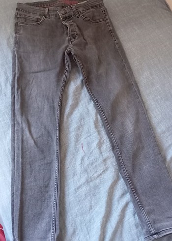 33 Beden gri Renk Gri Düğmeli Erkek Denim Pantolon