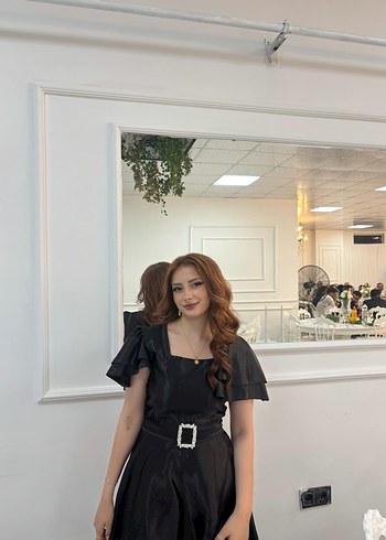 m Beden Siyah midi boy Kadın Elbise