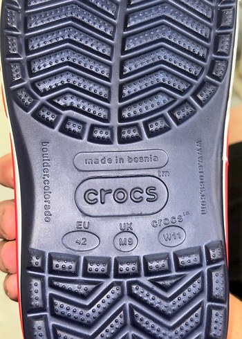 tek ebat Beden mavi Renk Erkek Lacivert yanı yazılı Crocs Sandalet terlik