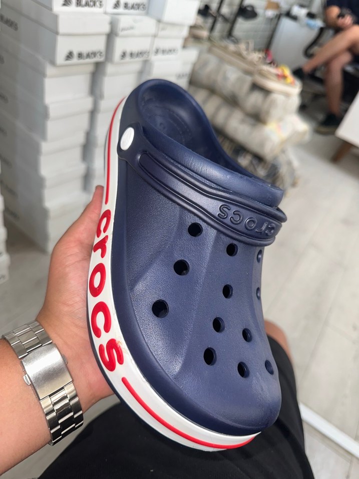 Erkek Lacivert yanı yazılı Crocs Sandalet terlik - Görsel 2