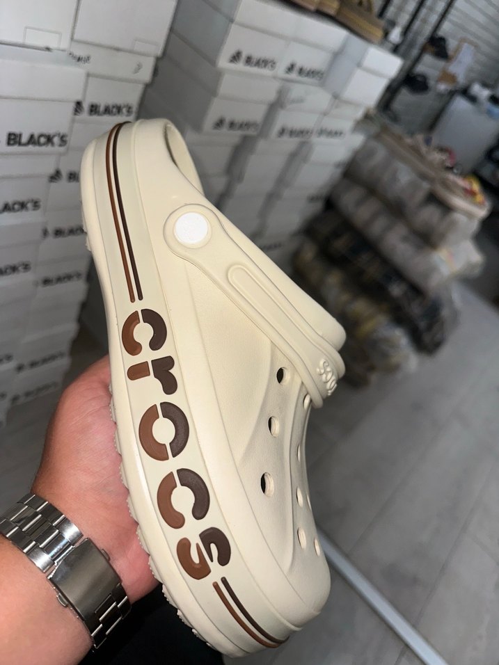 Bej Crocs Erkek yanı yazılı  Terlik - Görsel 2