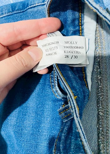 Kadın Mavi Kot Pantolon Midi Boy Tokalı - Görsel 2