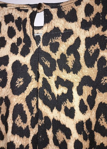 Leopar Desenli Uzun Kollu Triko Elbise - Görsel 3