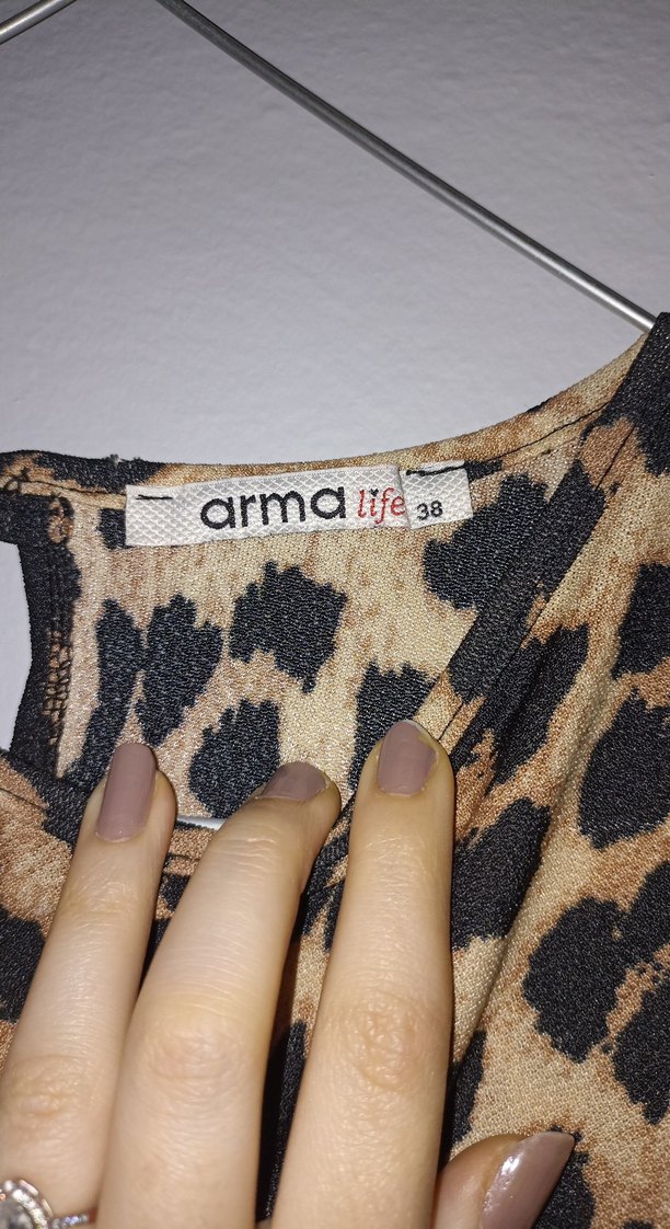 Leopar Desenli Uzun Kollu Triko Elbise - Görsel 2