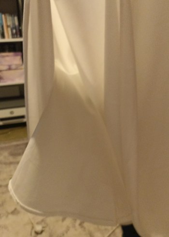 Beyaz Uzun Drapeli Kadın Etek - Görsel 3