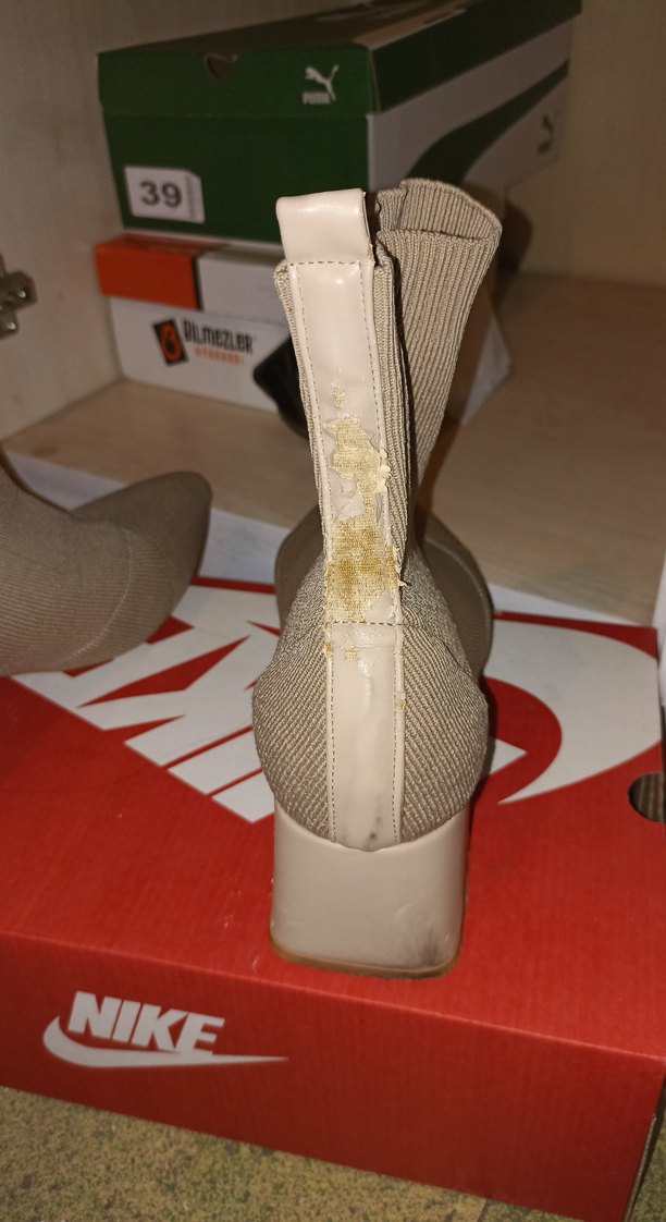 Bej Triko Stiletto Topuklu Bot - Görsel 4