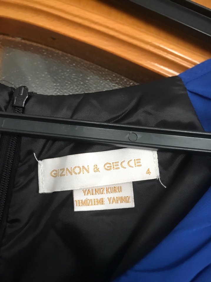 Mavi Siyah Drapeli Uzun Kadın Abiye Elbise - Görsel 5