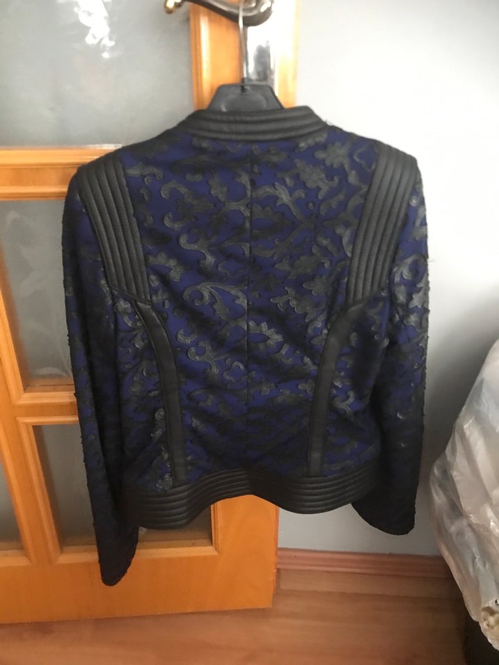 Kadın Lacivert Deri Biker Ceket - Görsel 2