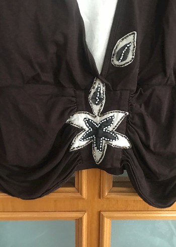 Kahverengi V Yaka Salaş Hamile Bluz - Görsel 3