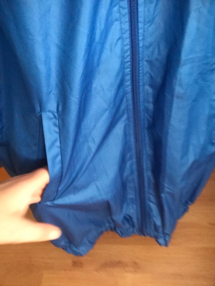 Mavi Kapüşonlu Fermuarlı Midi Kadın Ceket - Görsel 5