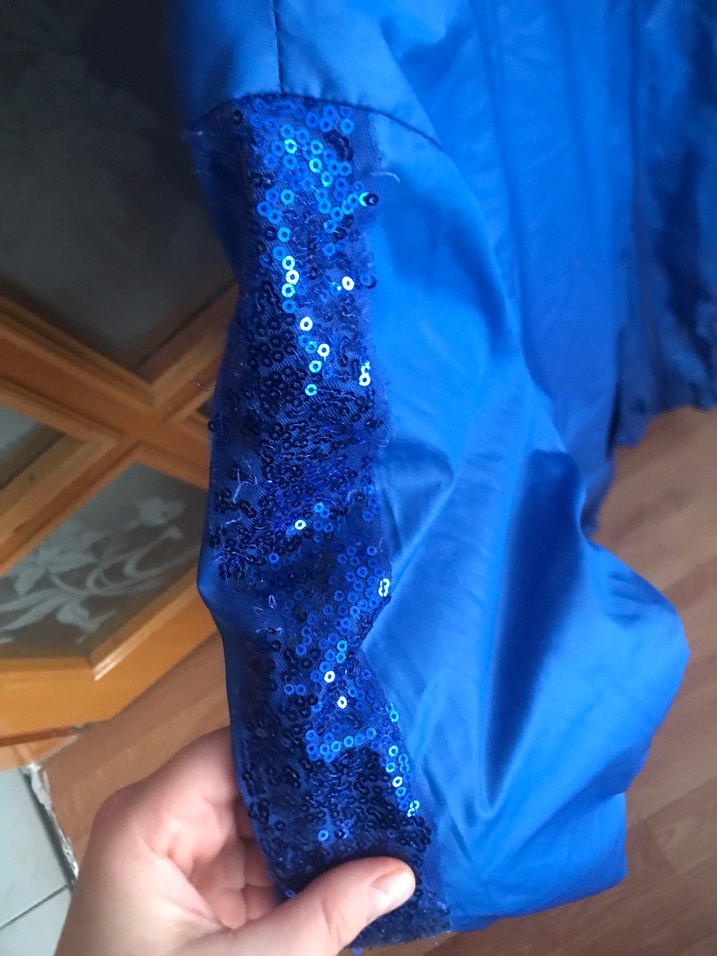 Mavi Kapüşonlu Fermuarlı Midi Kadın Ceket - Görsel 4