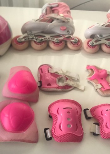 Pembe Kız Çocuk Paten ve Koruyucu Seti