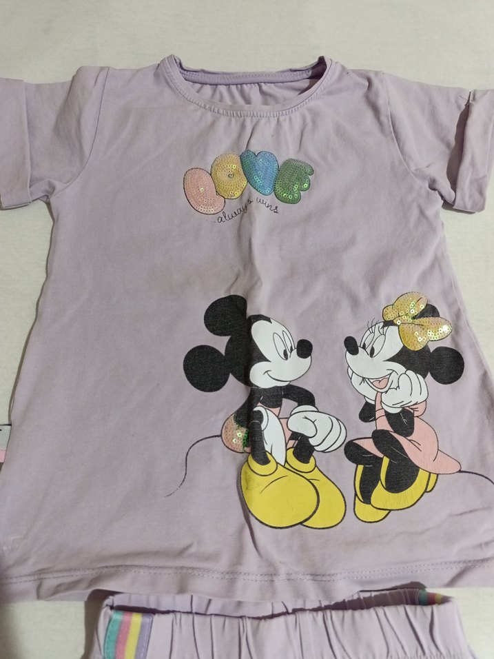 Mor Baskılı Kısa Kollu Bebek Kıyafet Takımı - Görsel 2