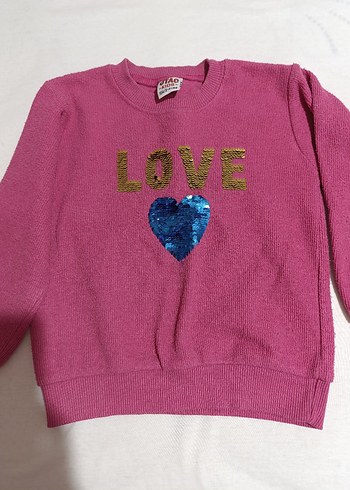 Diğer Kız Çocuk Renkli Triko Kazak LOVE Desenli