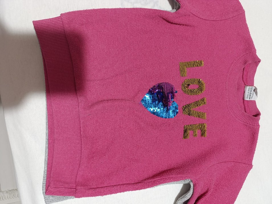 Kız Çocuk Renkli Triko Kazak LOVE Desenli - Görsel 3