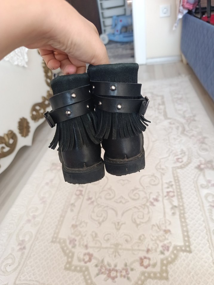 Kız Çocuk Siyah Deri Tokalı Bot - Görsel 5
